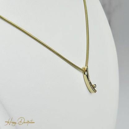 14 Karat Gold-Schlangenkette mit elegantem Brillantanhänger - Honey Decoration