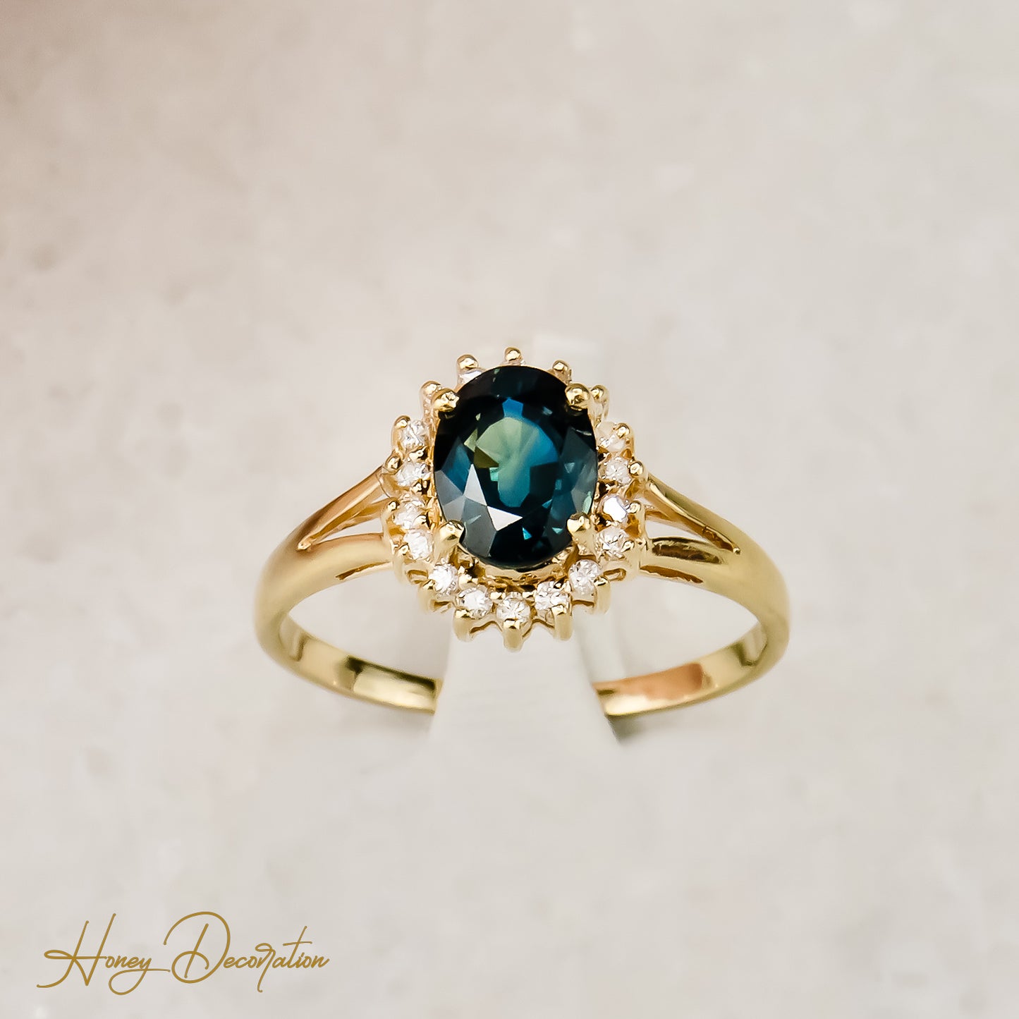 Halbedelstein -ring 14 karat gold - a splash of color