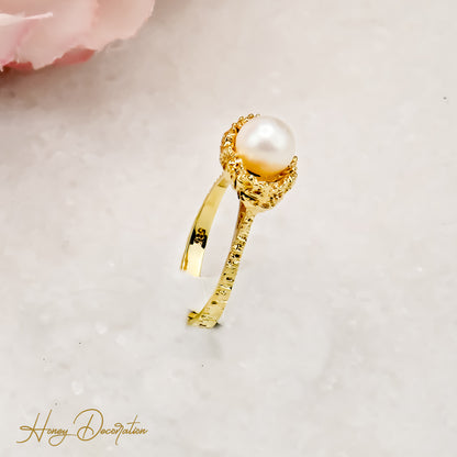 Eleganter Perlen-Ring aus 14 Karat Gold
