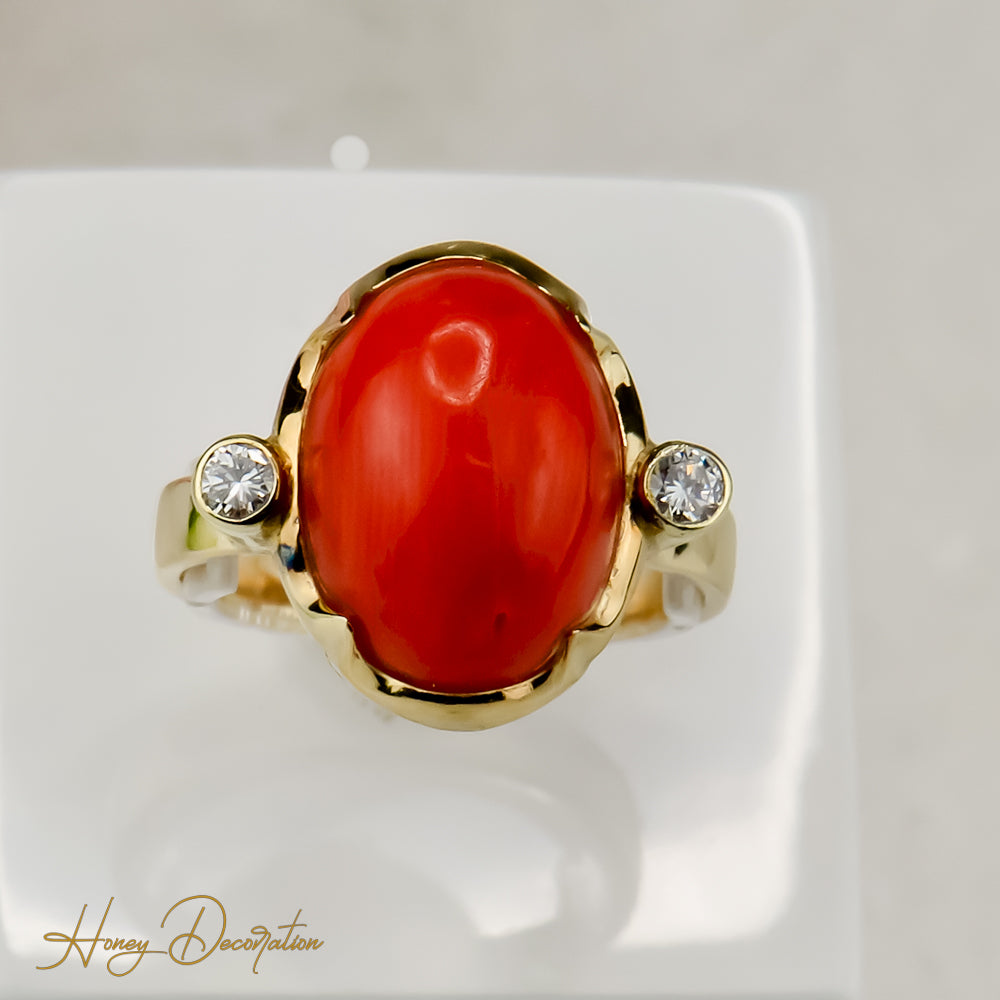Faszinierender Korallen Ring mit Brillanten