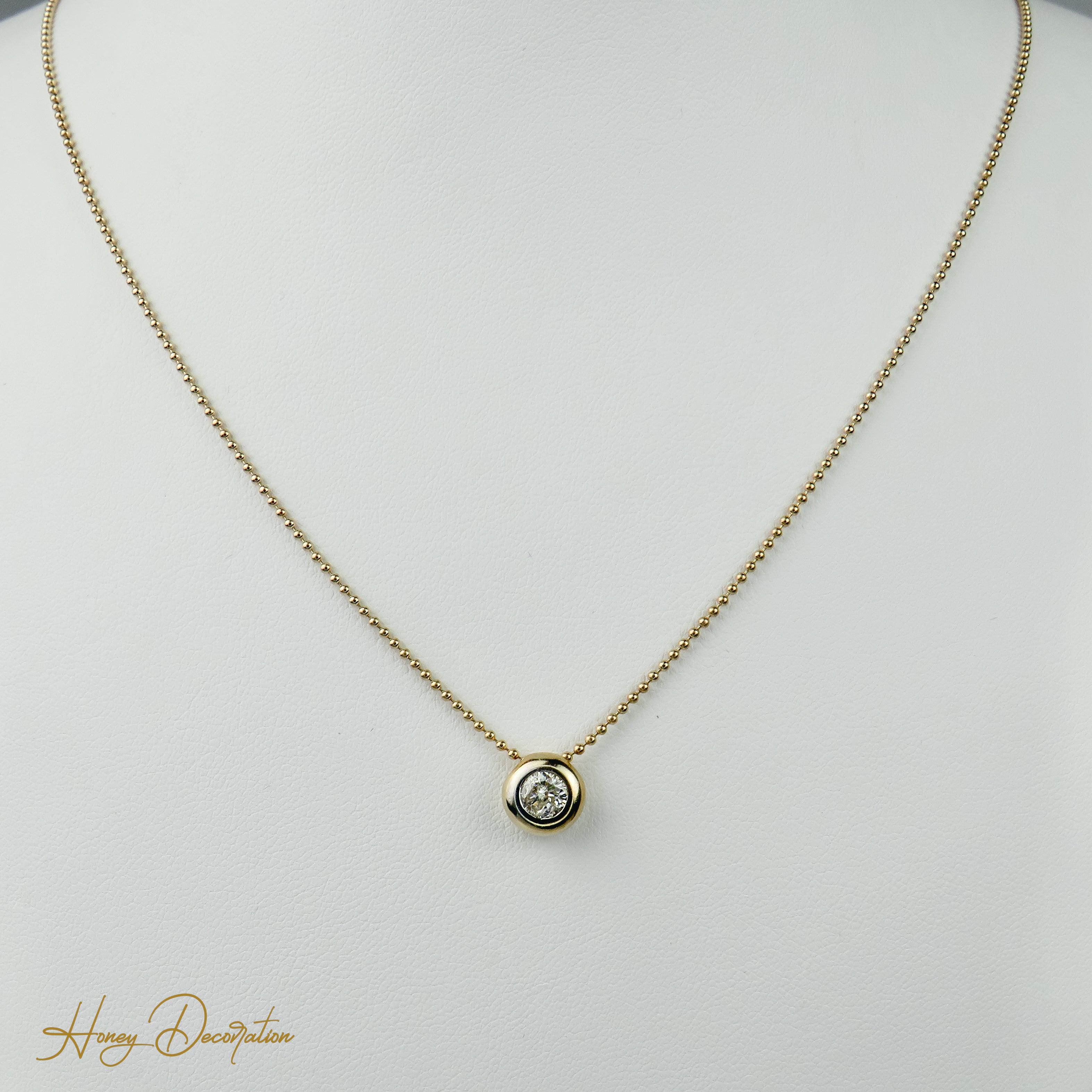 Elegante Goldkette mit Brillantanhänger - Honey Decoration