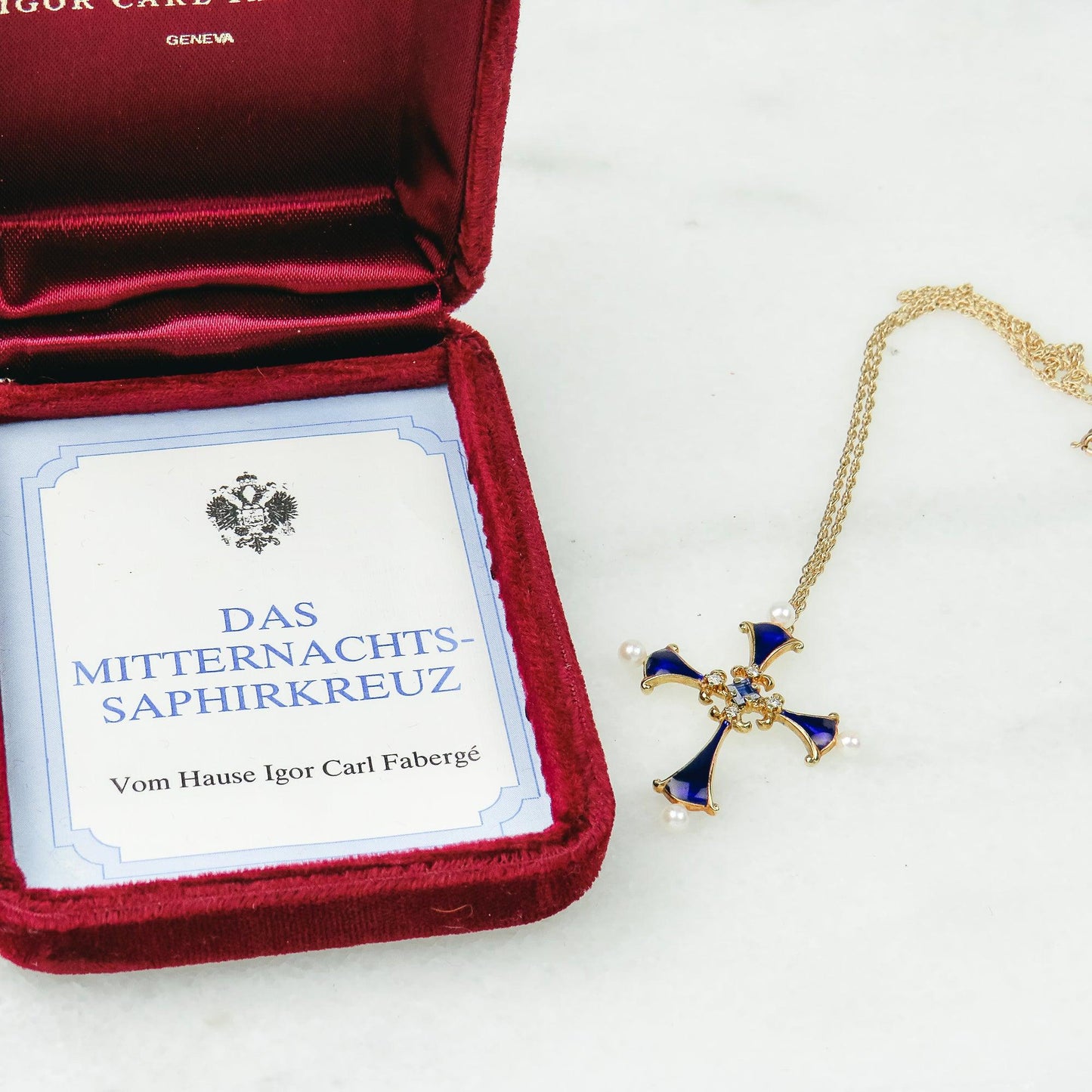 Fabergé Emaille-Kreuz Anhänger - Honey Decoration