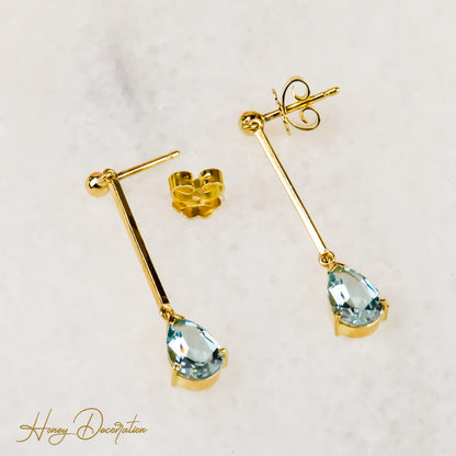 Lange Ohrhänger in 750er Gold, schlichte Schönheit - Honey Decoration
