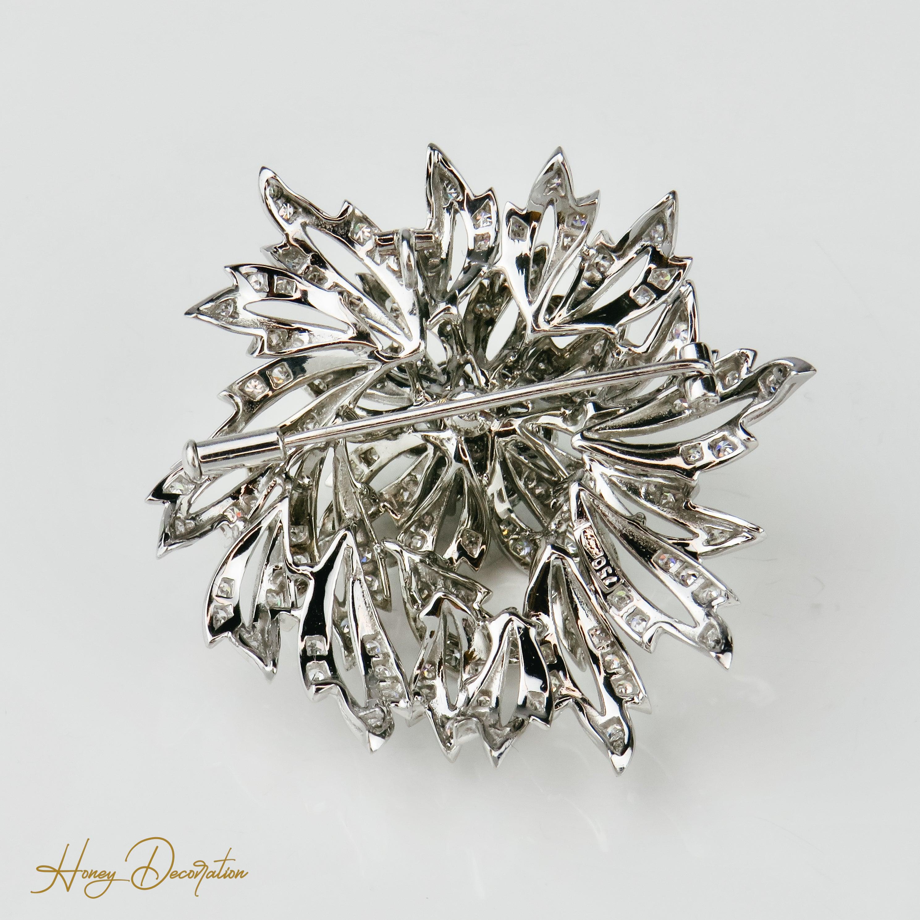 Luxuriöse Brosche/Anhänger aus Weißgold mit Brillanten - Honey Decoration