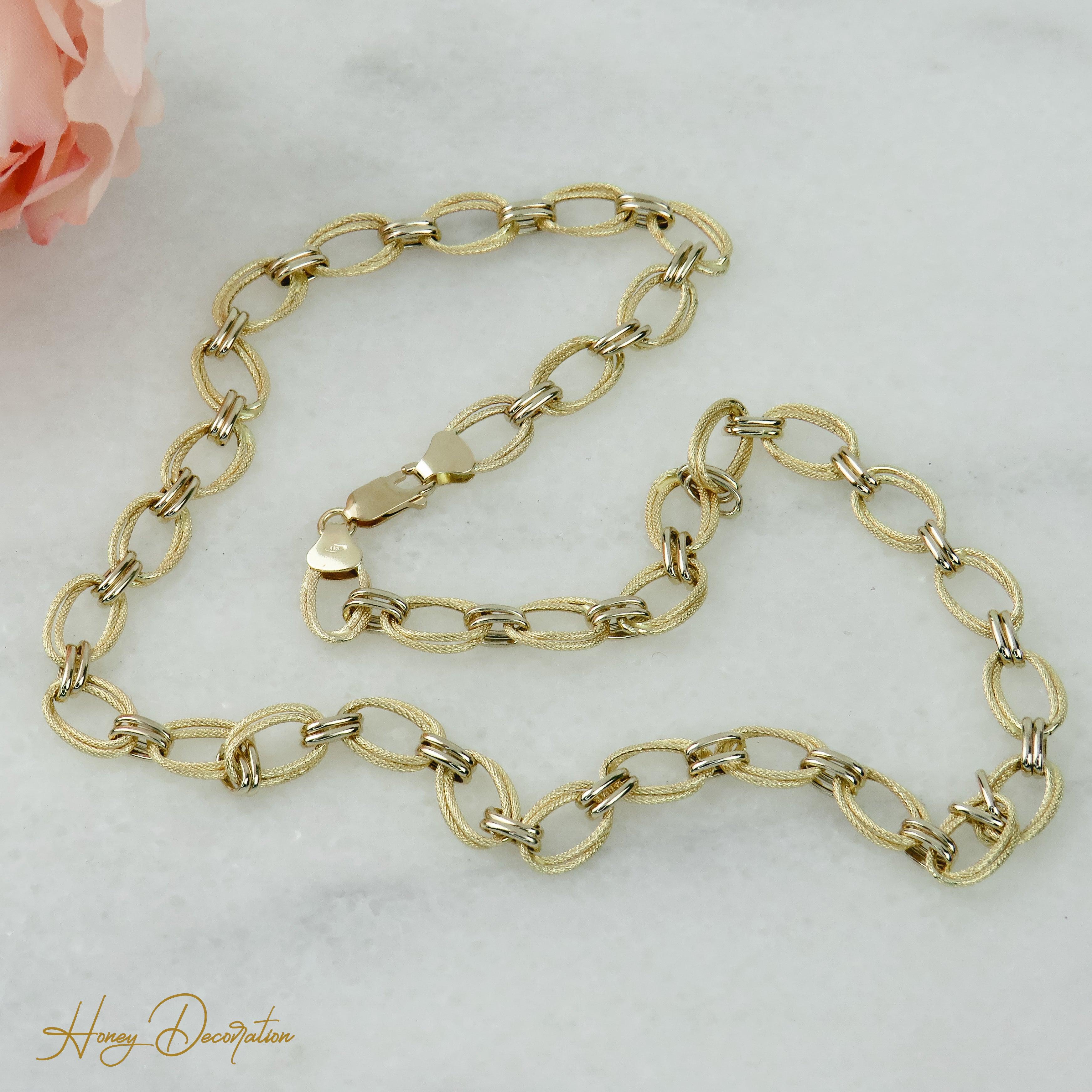 Stylische Ankerkette aus 14Karat Gelbgold - Honey Decoration