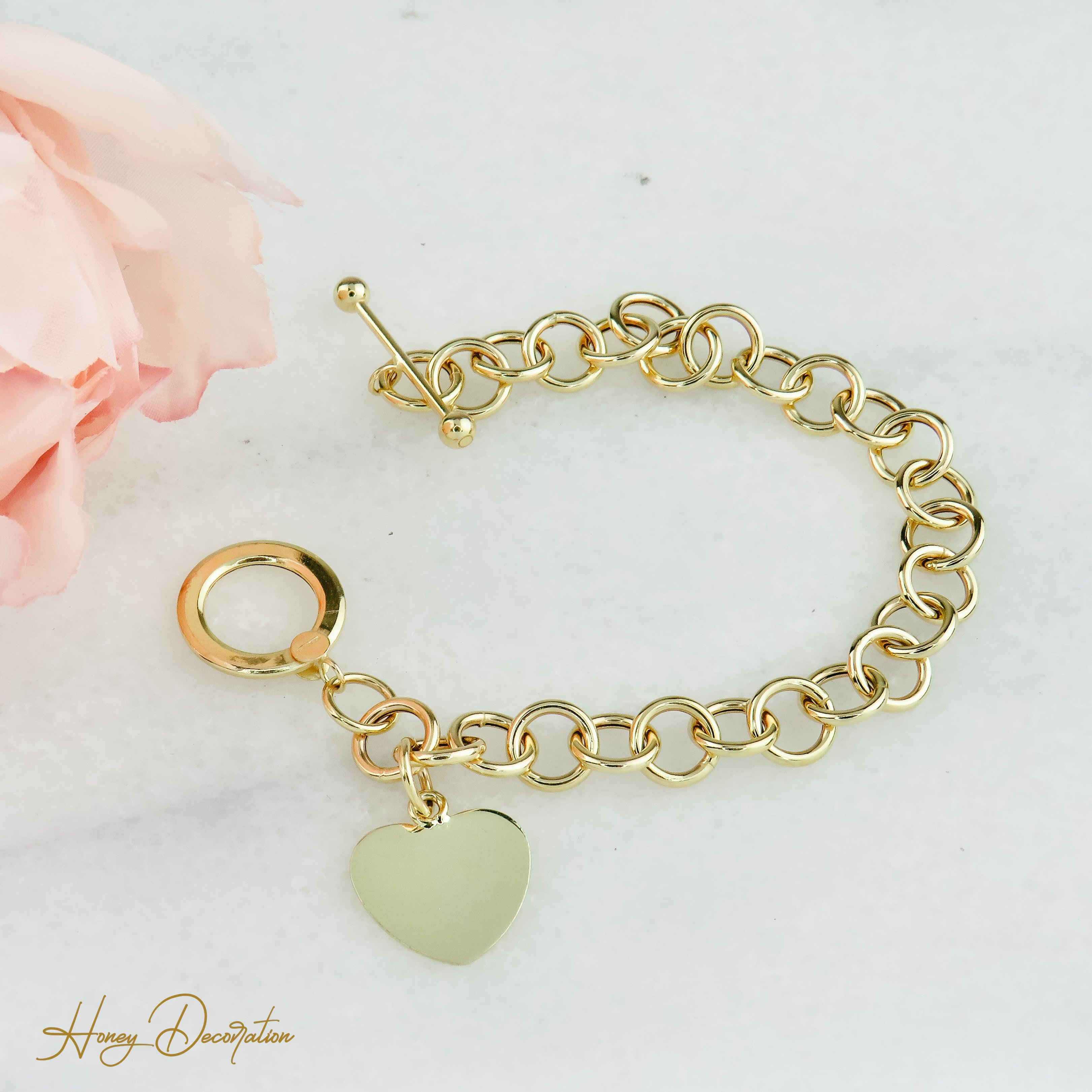 Traumhaftes goldenes Armband mit Herzanhänger - Honey Decoration