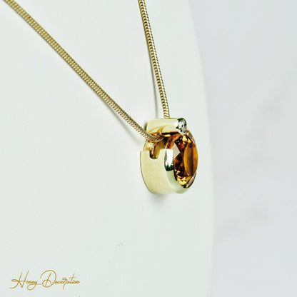 Beeindruckendes Schmuckset aus 14 Karat Gold mit Citrin & Brillant - Honey Decoration