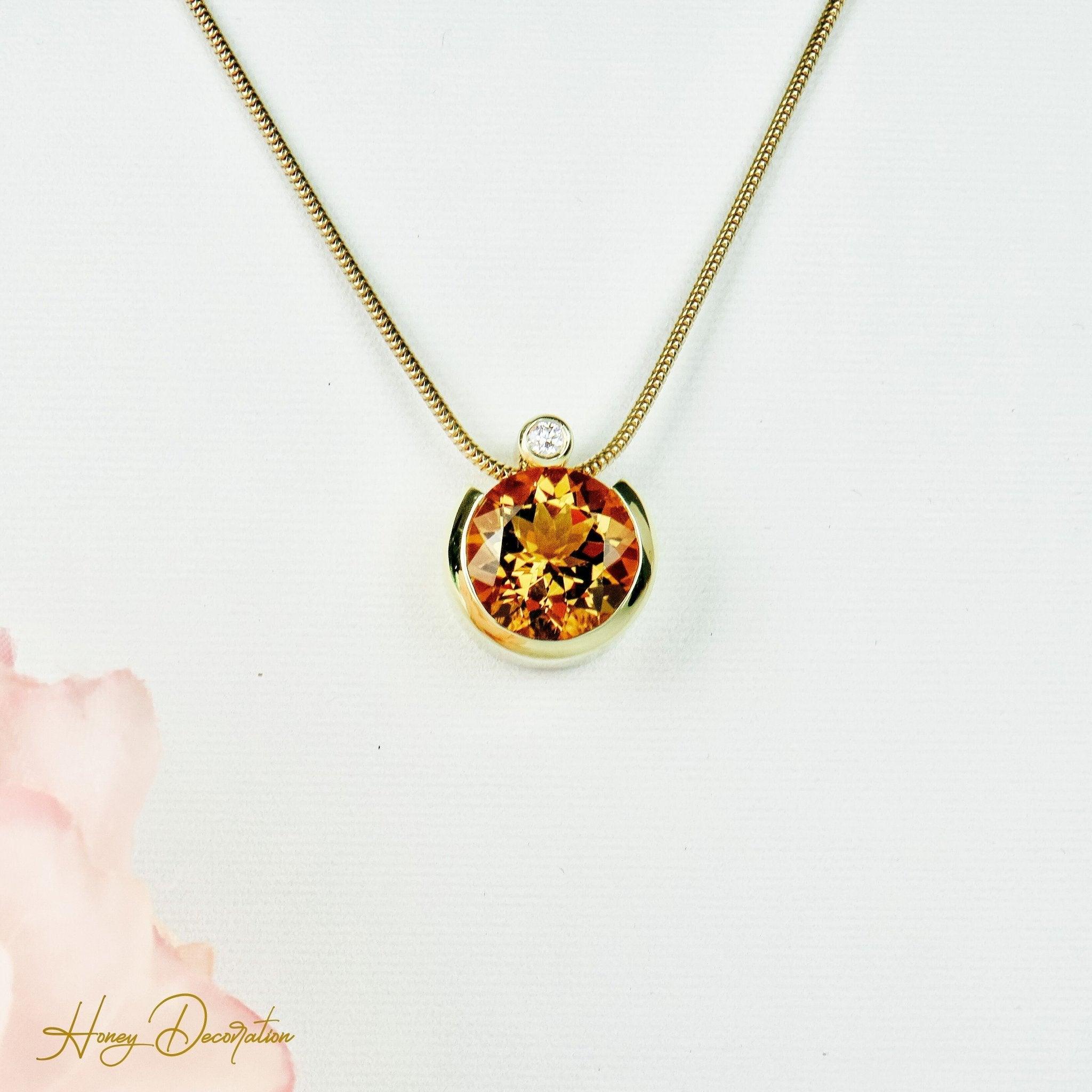 Beeindruckendes Schmuckset aus 14 Karat Gold mit Citrin & Brillant - Honey Decoration