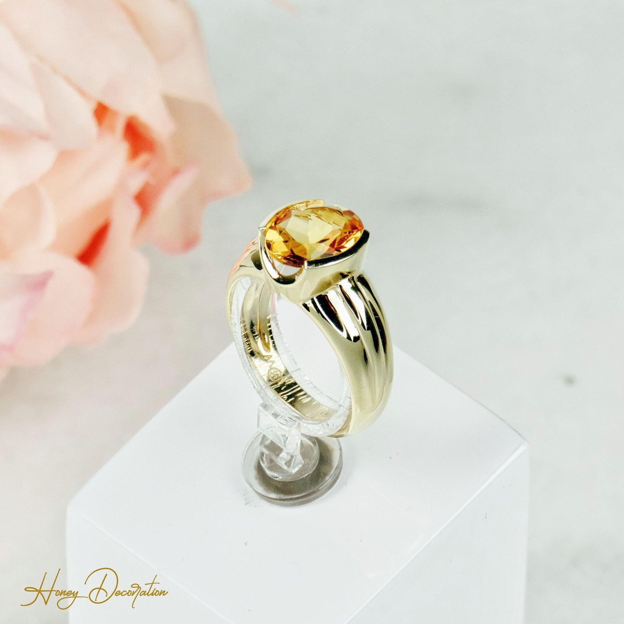 Beeindruckendes Schmuckset aus 14 Karat Gold mit Citrin & Brillant - Honey Decoration