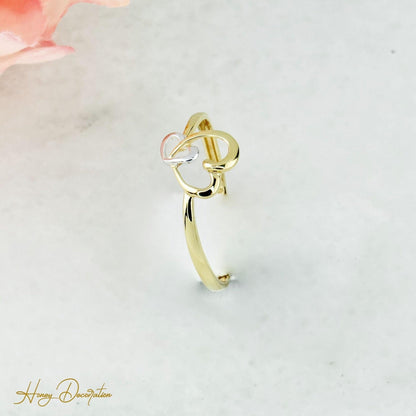 Bicolor Herz-Ring aus 18 Karat Gold - Honey Decoration