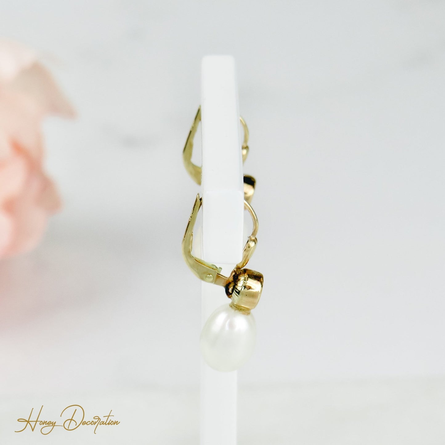 Edle Perlenohrringe mit Diamanten - Honey Decoration
