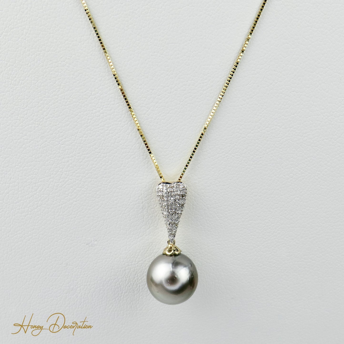 Edle Vintage-Kette aus 14 K Gold mit Perlen Anhänger - Honey Decoration