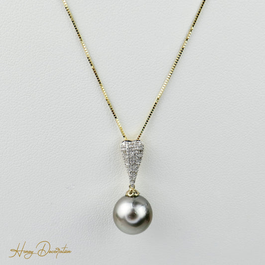Edle Vintage-Kette aus 14 K Gold mit Perlen Anhänger - Honey Decoration