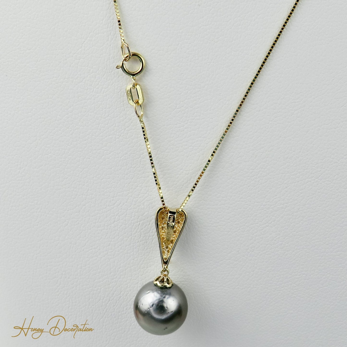 Edle Vintage-Kette aus 14 K Gold mit Perlen Anhänger - Honey Decoration