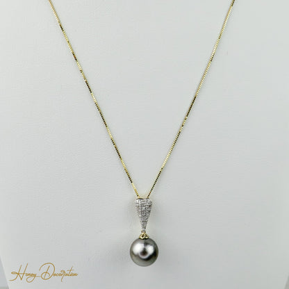 Edle Vintage-Kette aus 14 K Gold mit Perlen Anhänger - Honey Decoration
