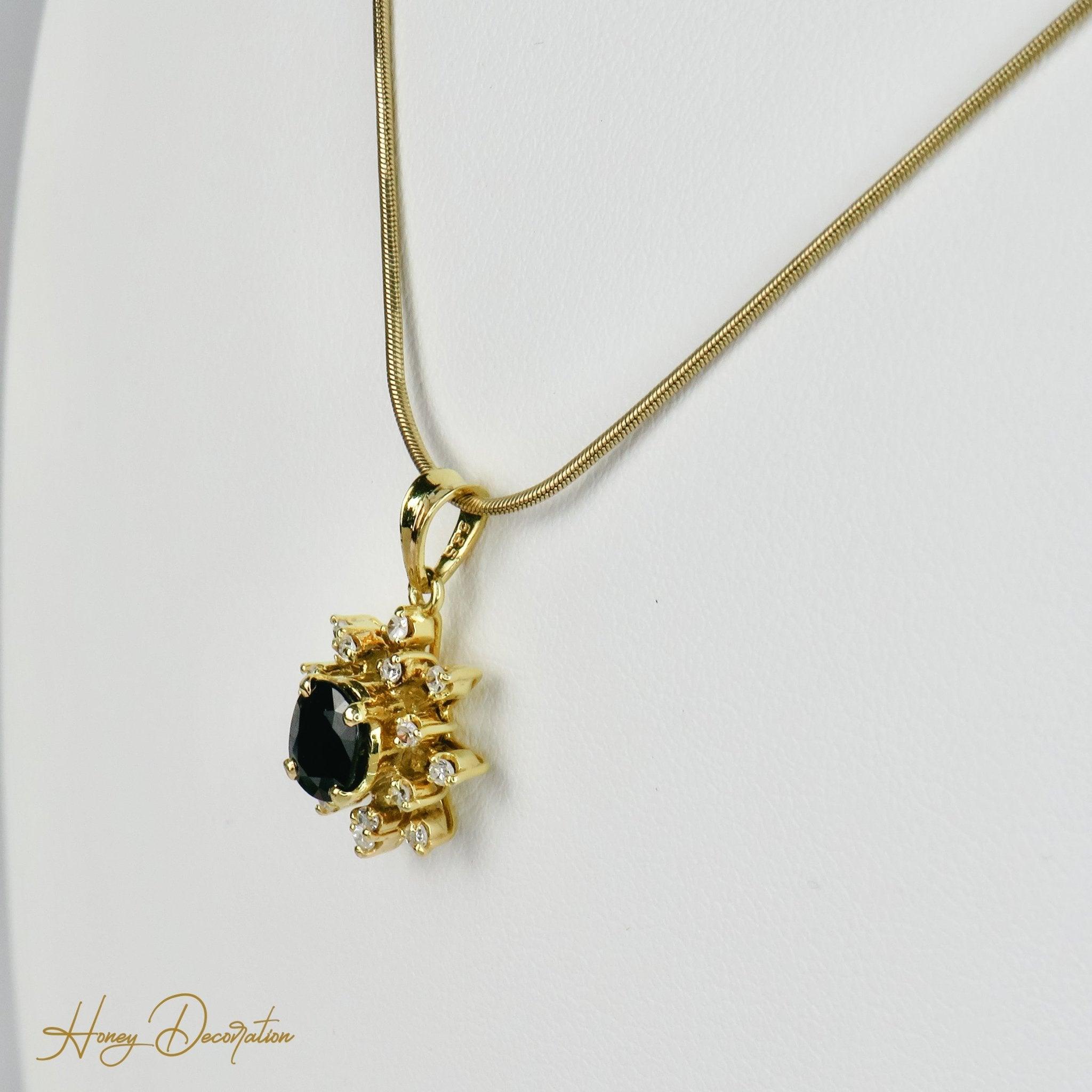 Edles Schmuckset aus 14 Karat Gold mit Brillanten & Saphiren - Honey Decoration
