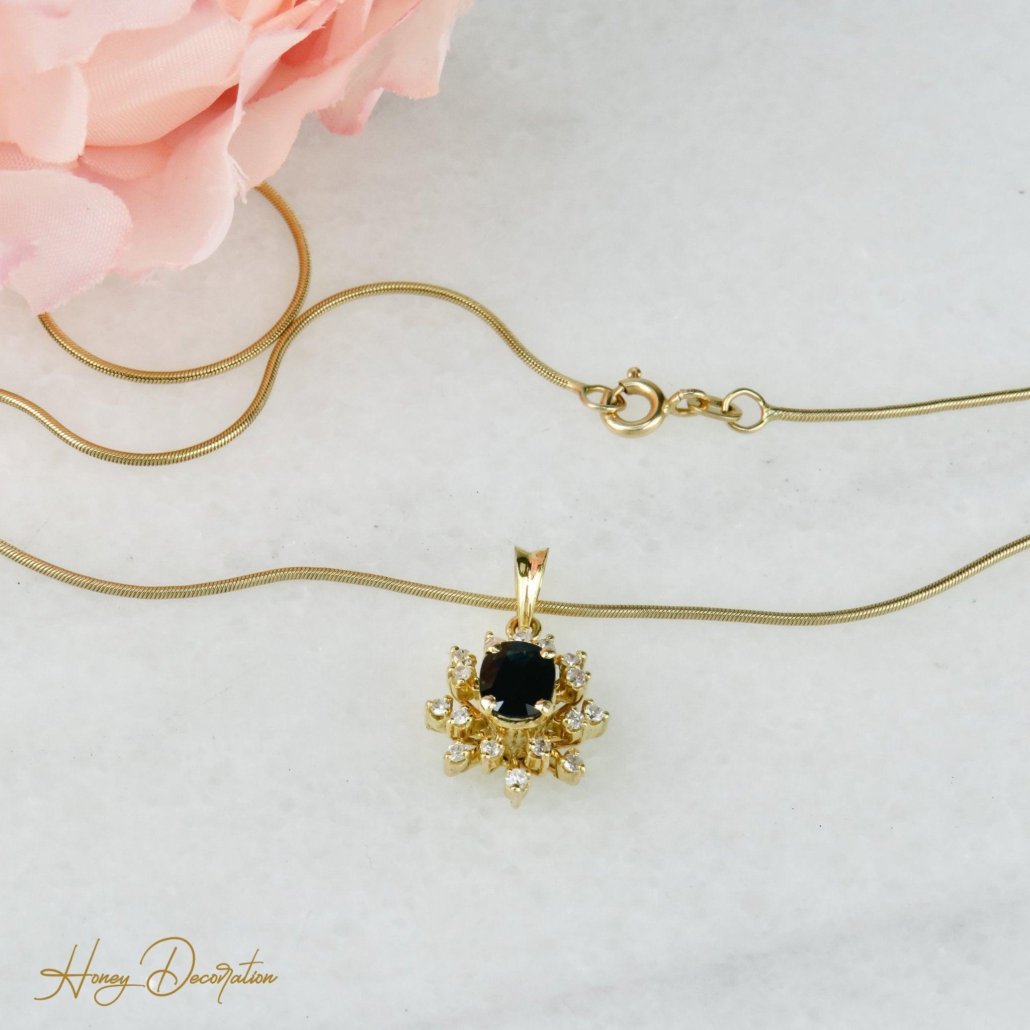 Edles Schmuckset aus 14 Karat Gold mit Brillanten & Saphiren - Honey Decoration