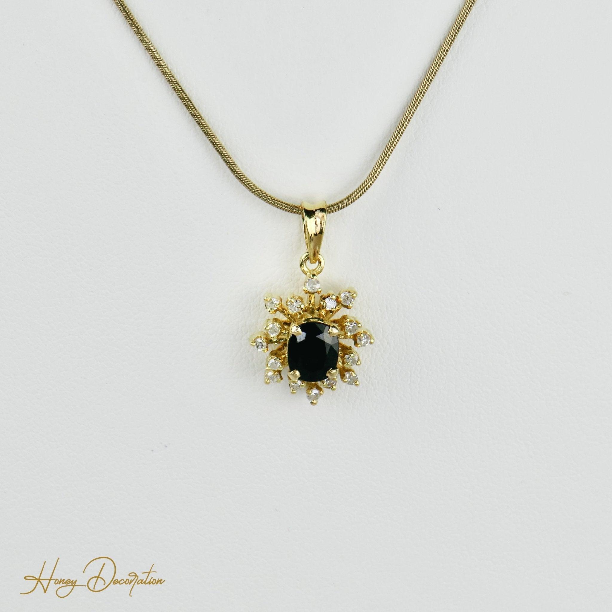 Edles Schmuckset aus 14 Karat Gold mit Brillanten & Saphiren - Honey Decoration