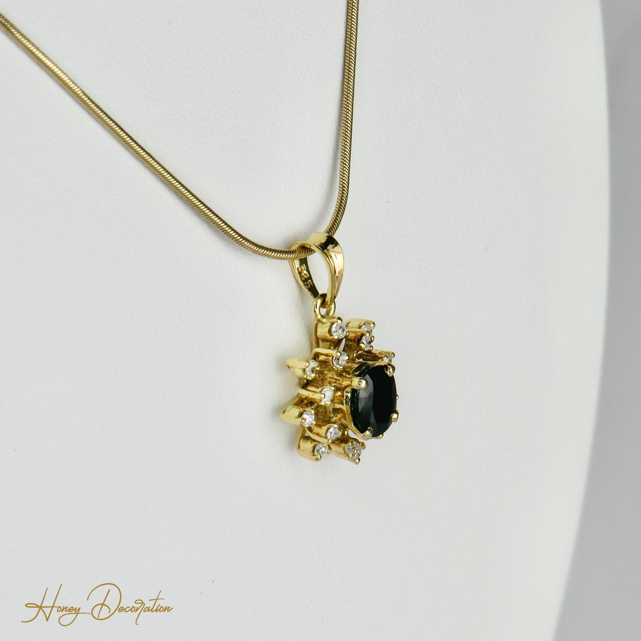 Edles Schmuckset aus 14 Karat Gold mit Brillanten & Saphiren - Honey Decoration
