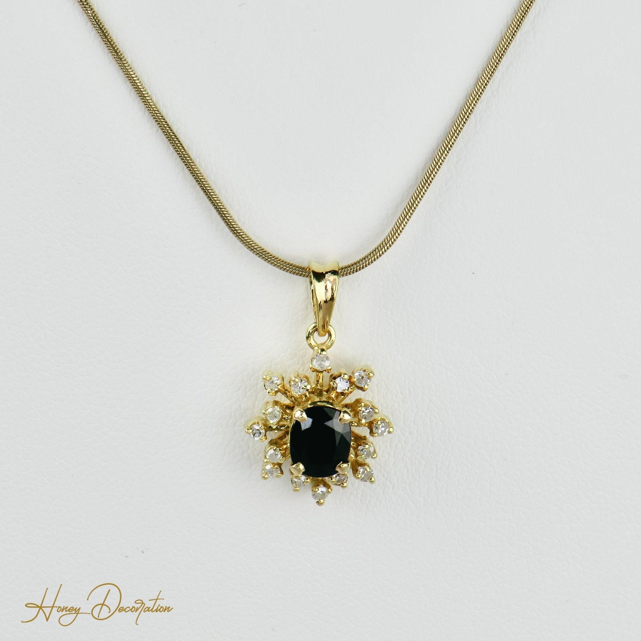 Edles Schmuckset aus 14 Karat Gold mit Brillanten & Saphiren - Honey Decoration
