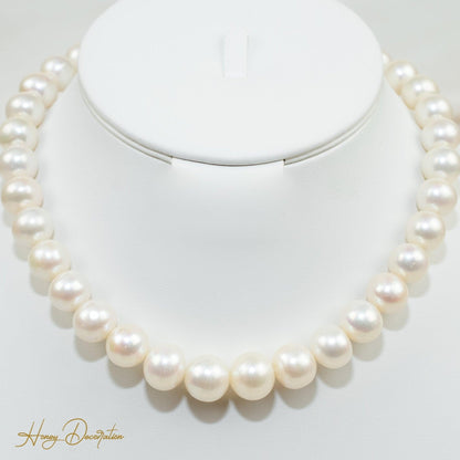 Luxuriöse Süßwasser-Perlenkette mit Goldschließe - Honey Decoration