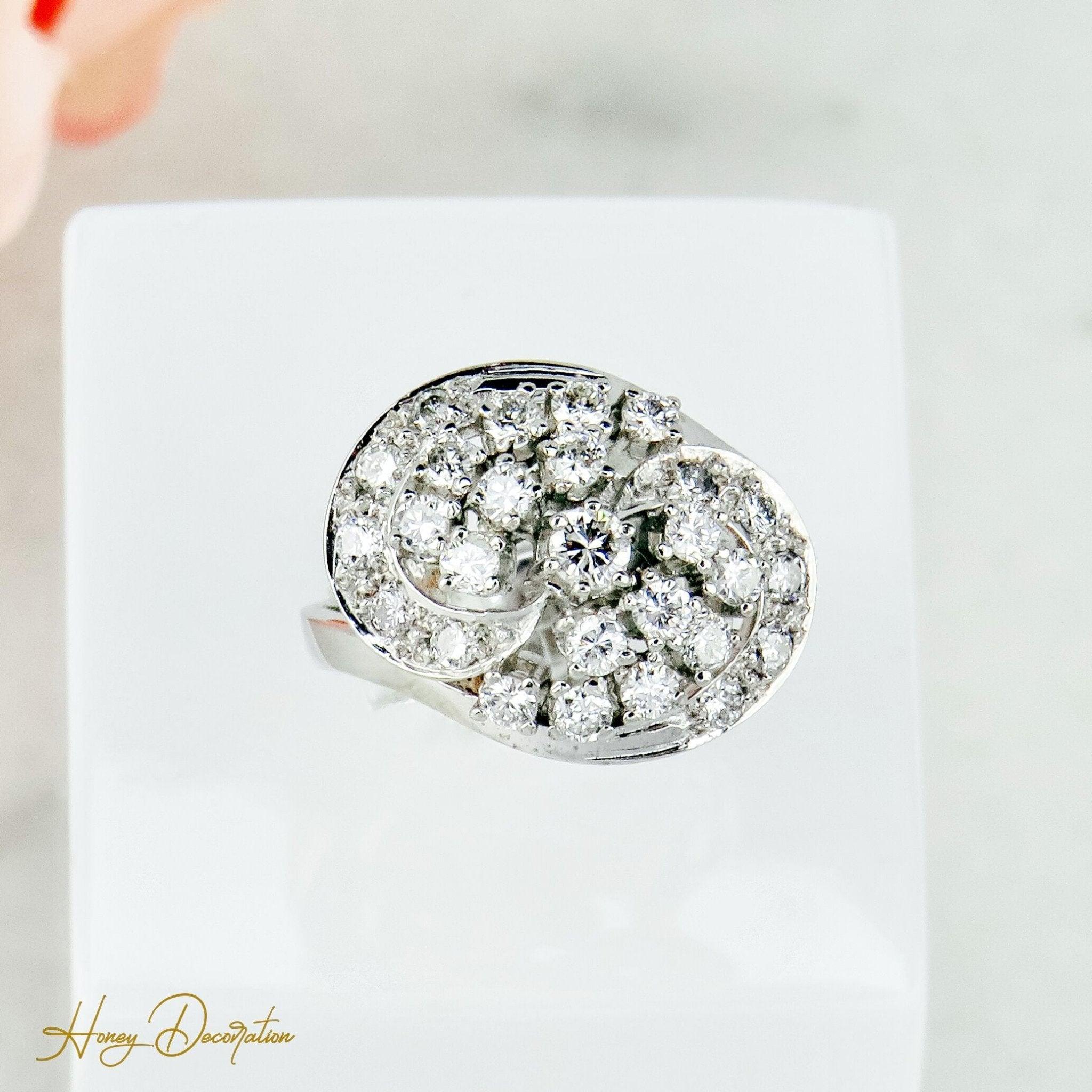 Prächtiger 14 Karat Weißgoldring mit Brillanten - Honey Decoration