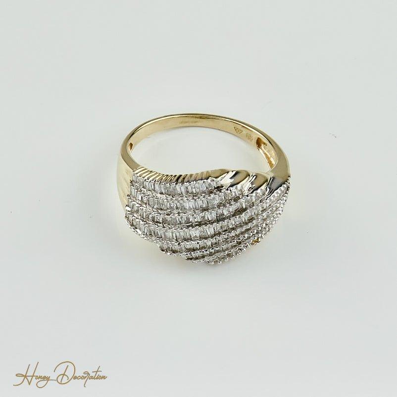 Prächtiger Goldring aus 585 Gold mit Diamanten - Honey Decoration