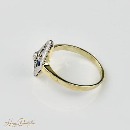 Ring 585 mit Diamant Altschliff - Honey Decoration