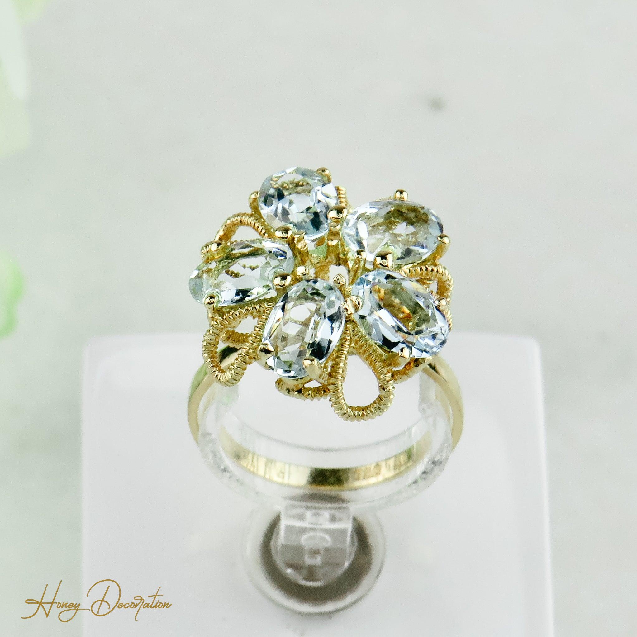 Ring mit wunderschönem Aquamarin aus 750 Gold - Honey Decoration