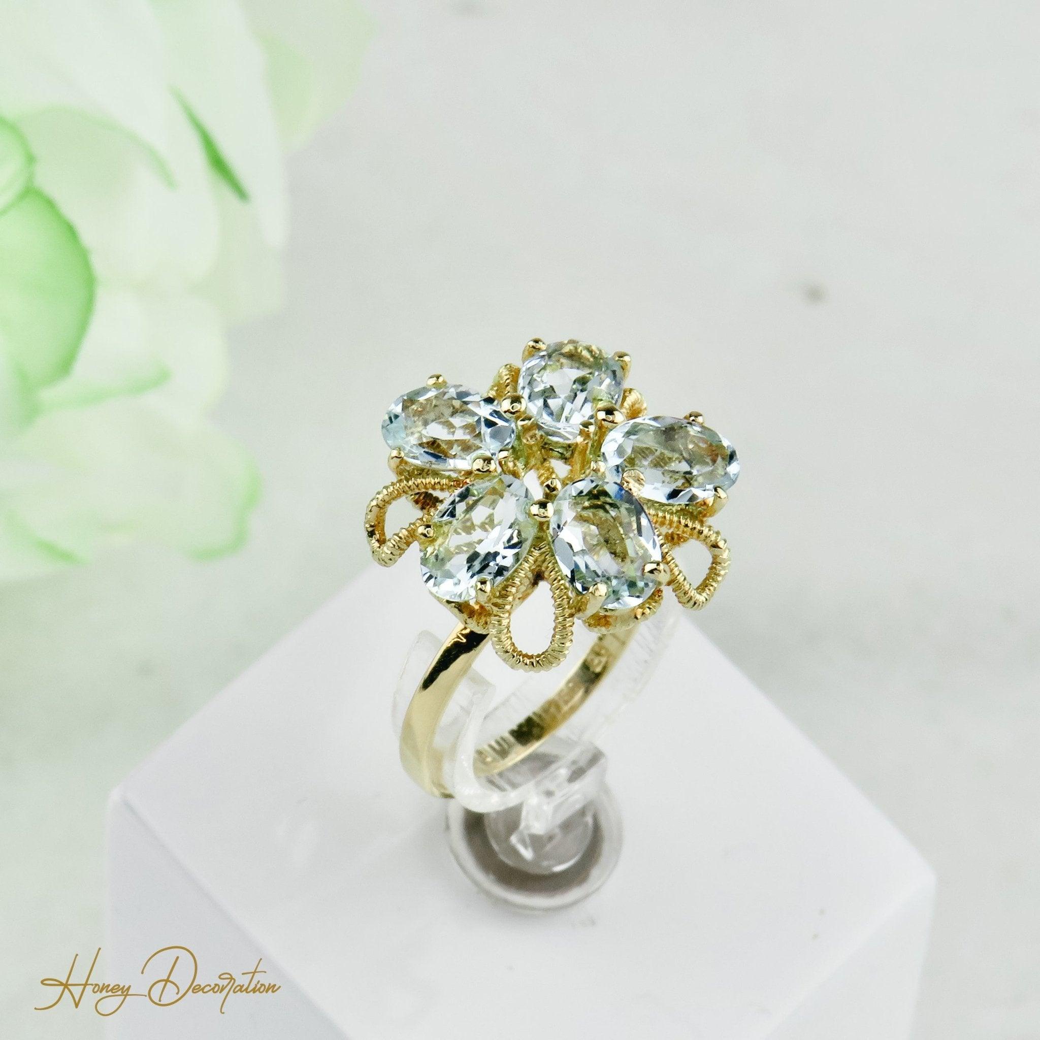 Ring mit wunderschönem Aquamarin aus 750 Gold - Honey Decoration