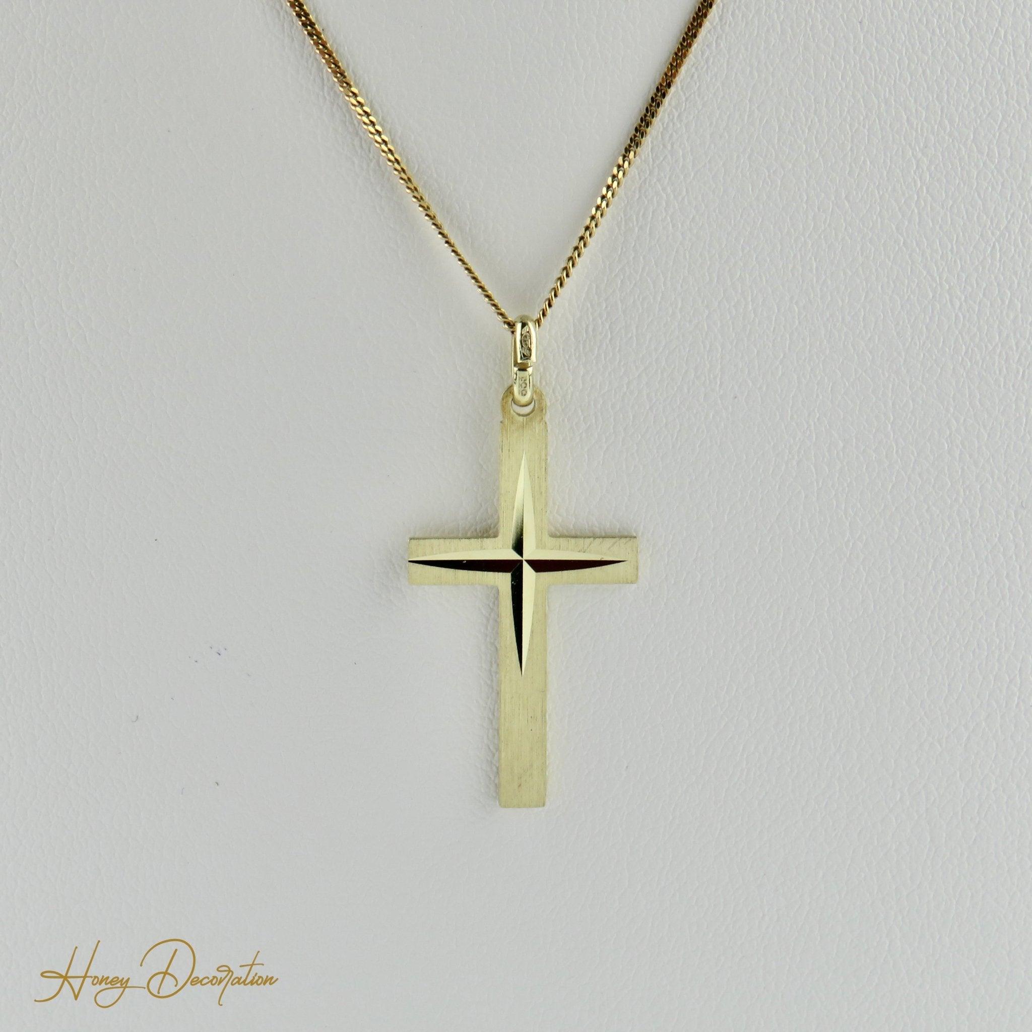 Schlichtes Goldkreuz aus 8 Karat Gelbgold - Honey Decoration
