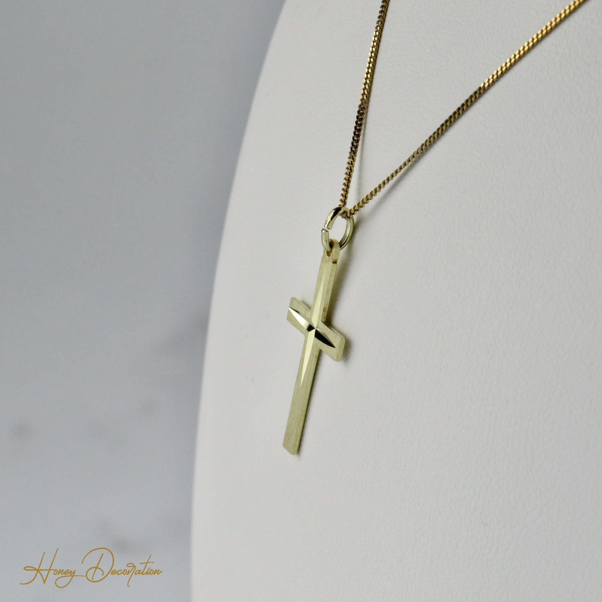 Schlichtes Goldkreuz aus 8 Karat Gelbgold - Honey Decoration