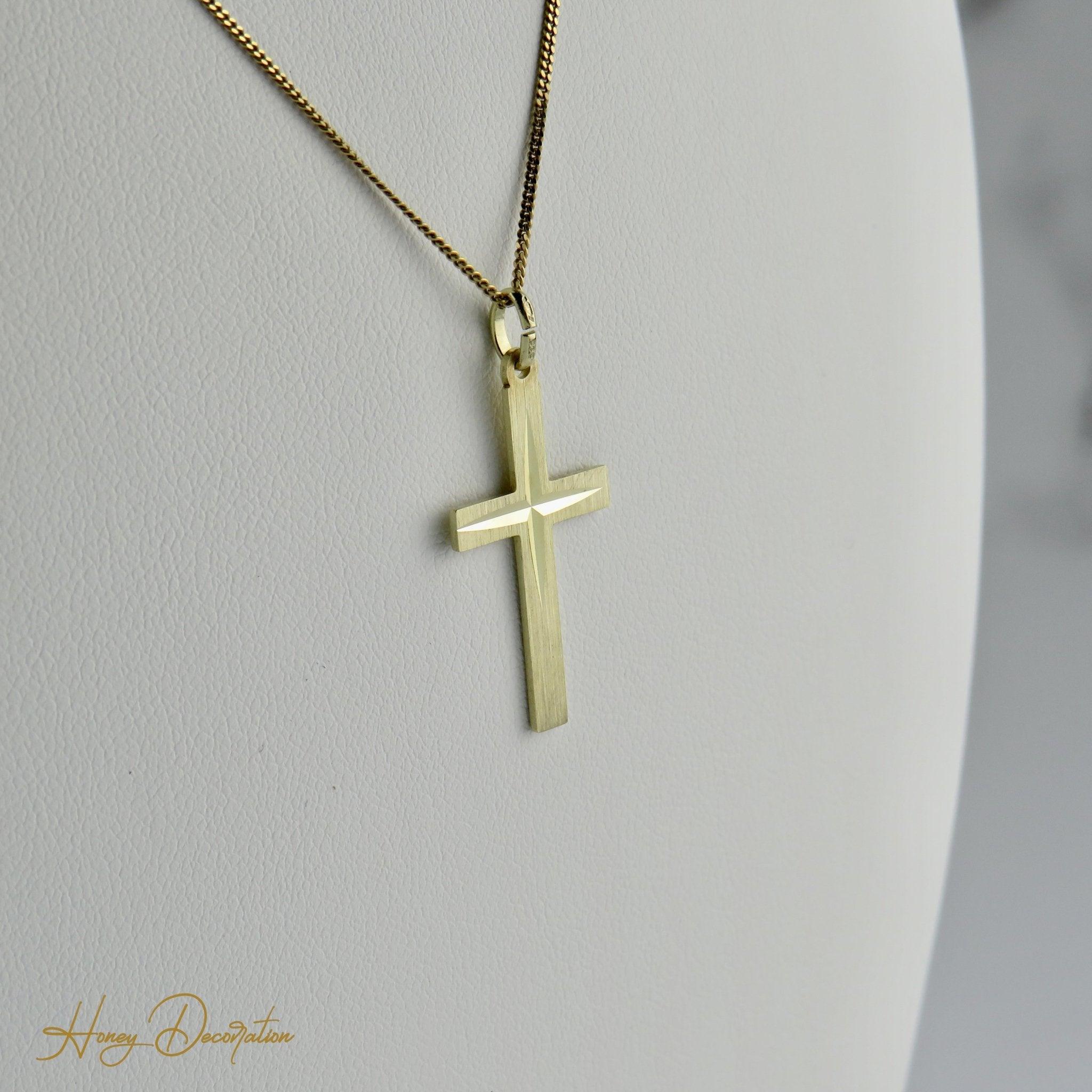 Schlichtes Goldkreuz aus 8 Karat Gelbgold - Honey Decoration