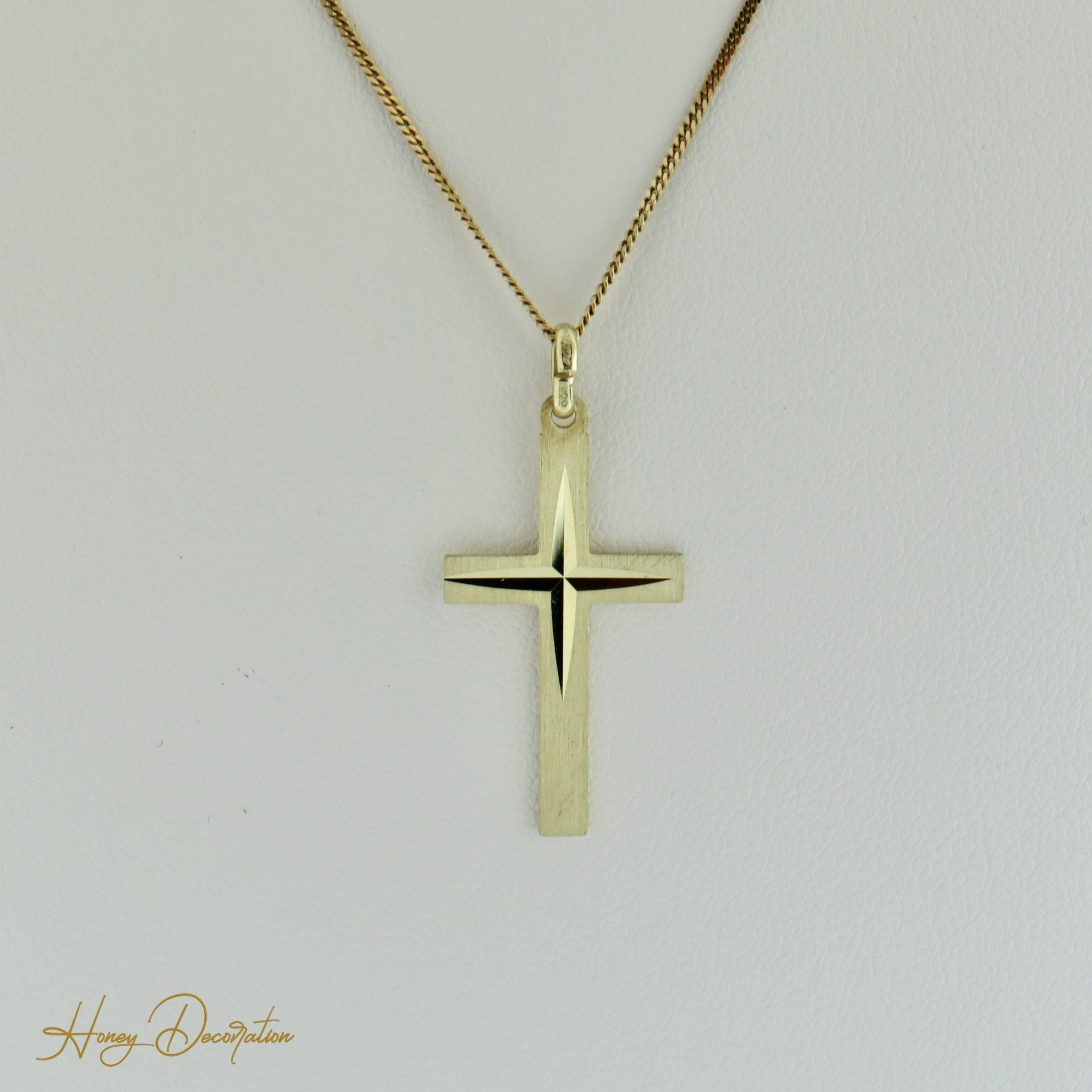 Schlichtes Goldkreuz aus 8 Karat Gelbgold - Honey Decoration