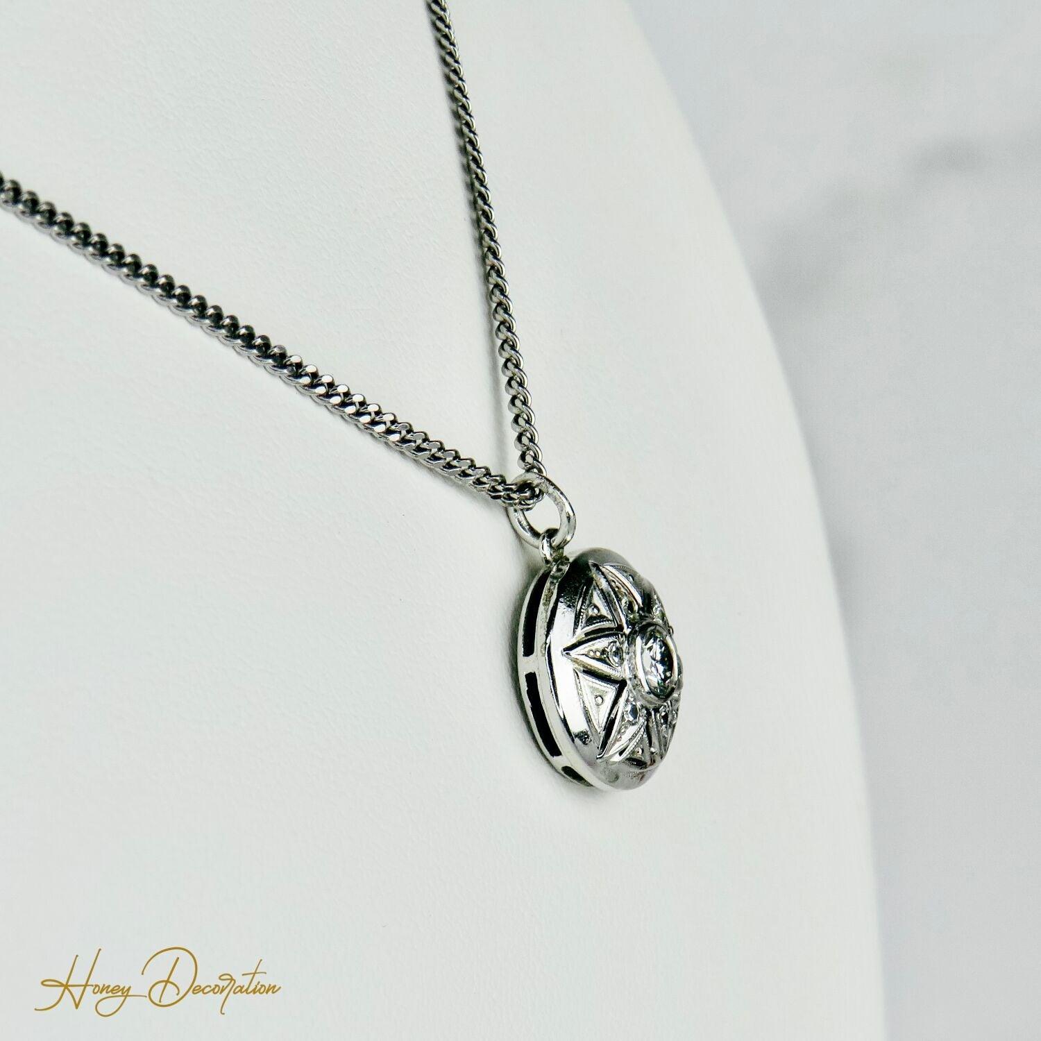 Schöner Vintage-Anhänger aus 14K Weißgold mit Diamanten - Honey Decoration