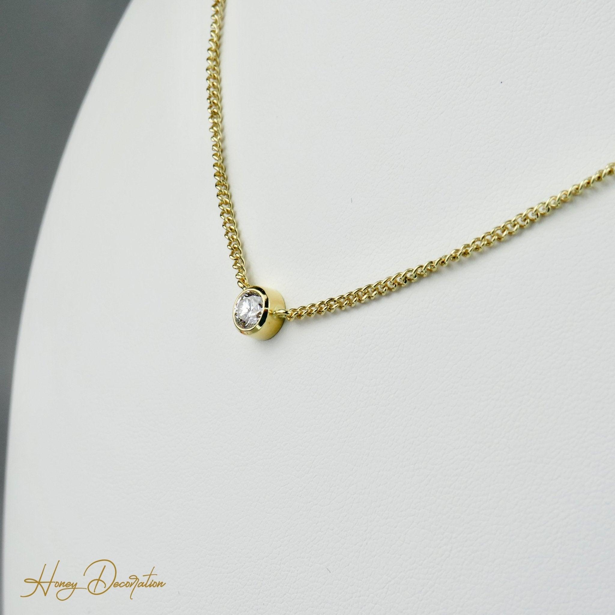Süße Kette aus 18K Gold mit Brillant Solitär - Honey Decoration