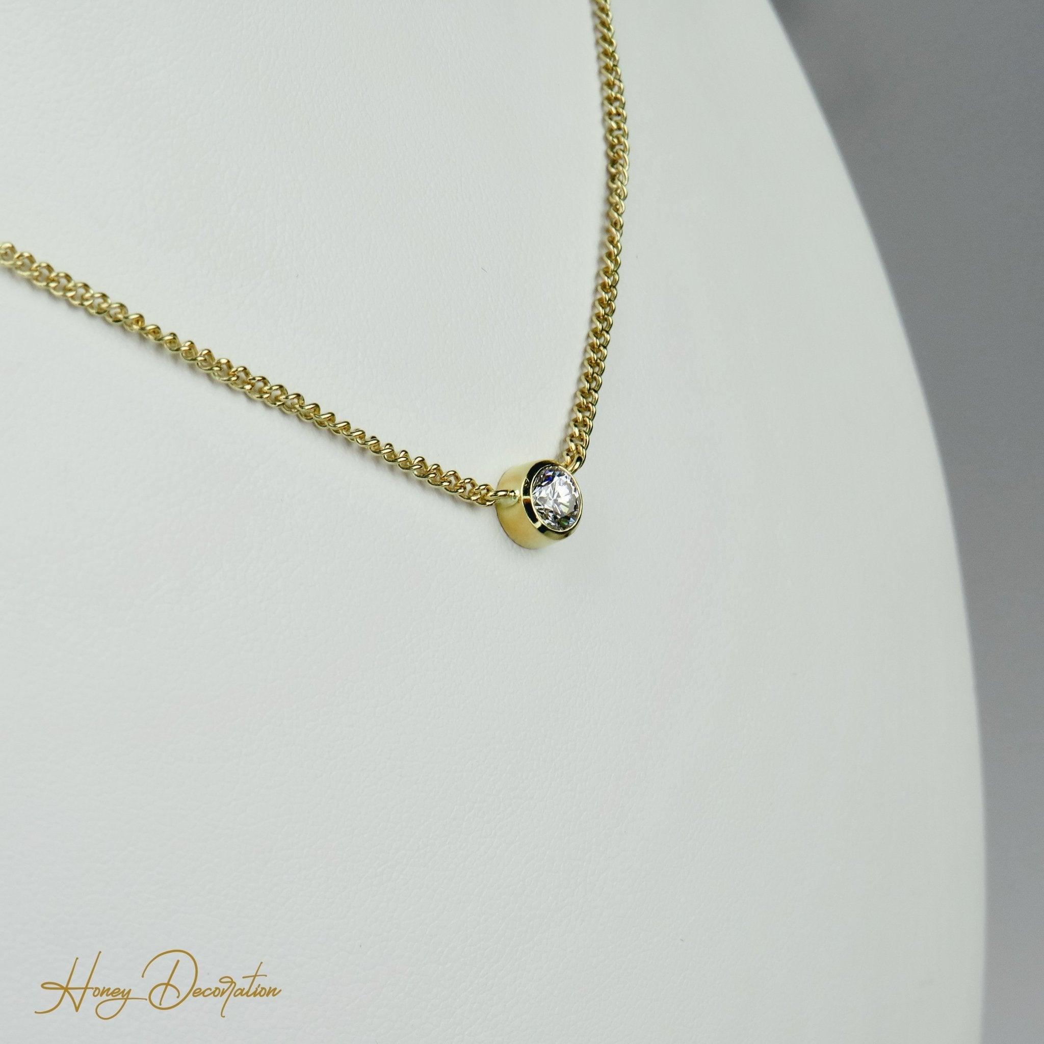 Süße Kette aus 18K Gold mit Brillant Solitär - Honey Decoration