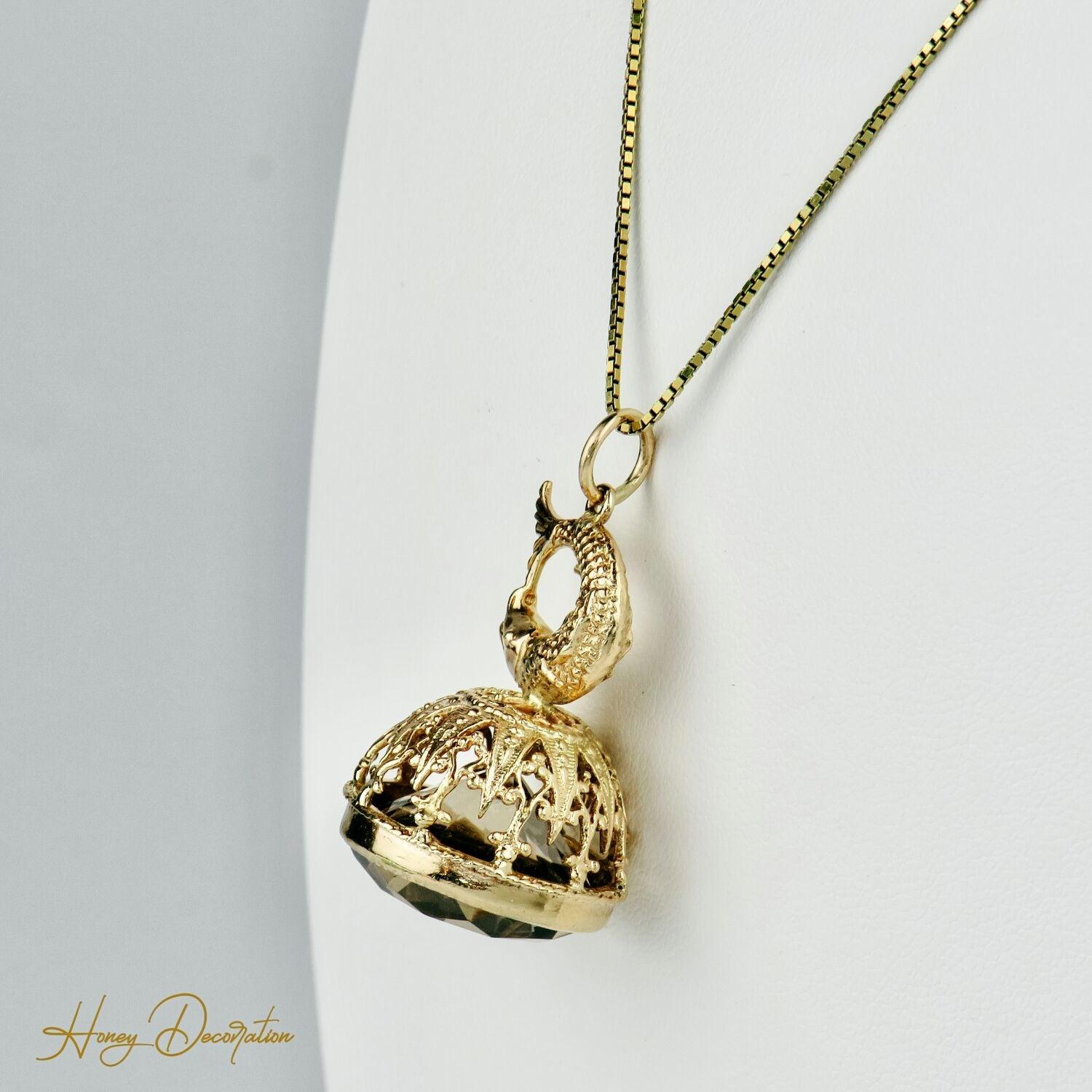 Vintage-Anhänger aus 375 Gold mit Rauchquarz - Honey Decoration