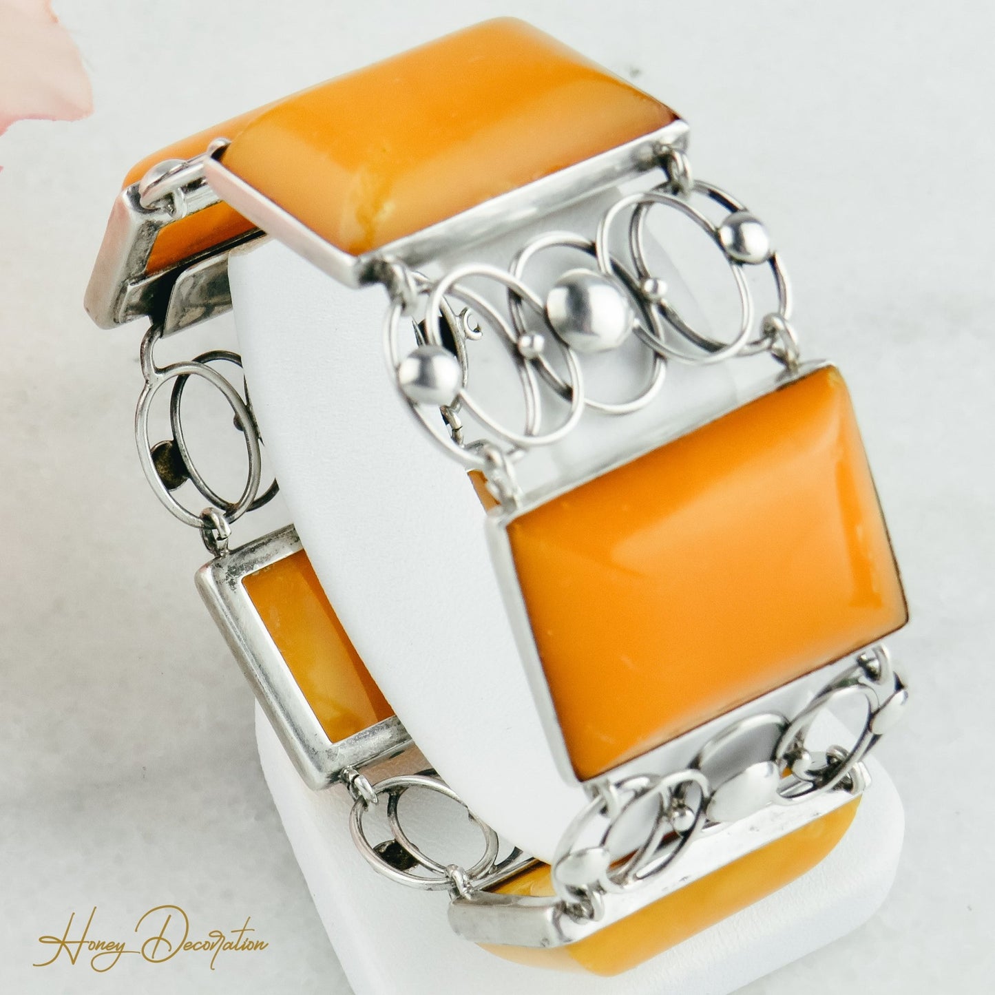 Vintage-Armband aus Silber mit Bernstein - Honey Decoration