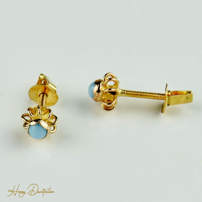 Vintage-Ohrringe mit Türkis aus Gold - Honey Decoration