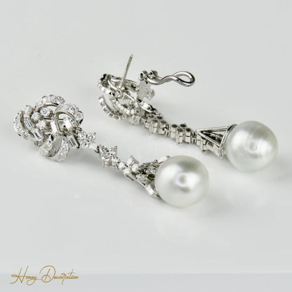 Weißgold Perlen Ohrringe mit Brillanten - Honey Decoration
