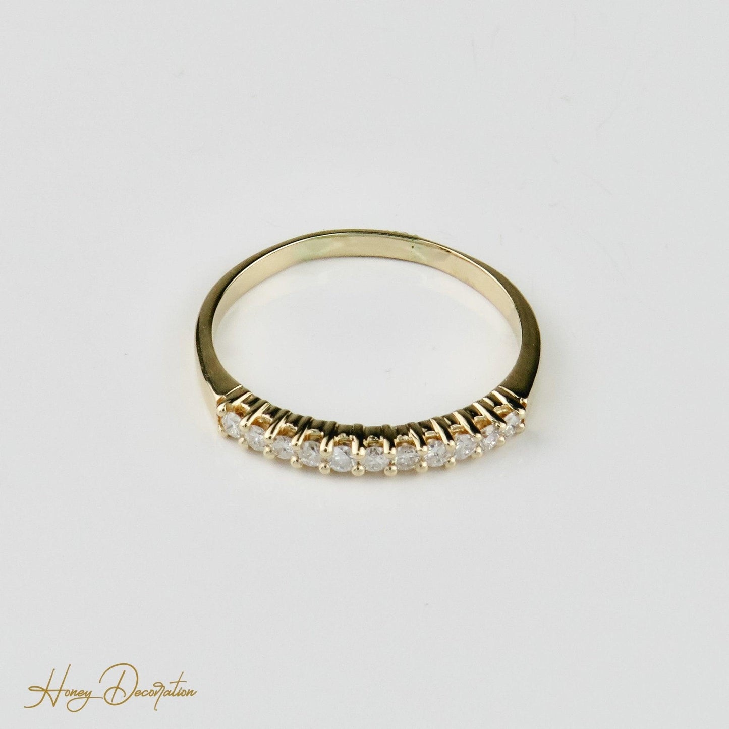 Wunderschöner zierlicher 14 Karat Gold Halb-Memory Ring - Honey Decoration